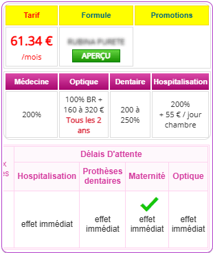 mutuelle maternité sans délai de carence devis